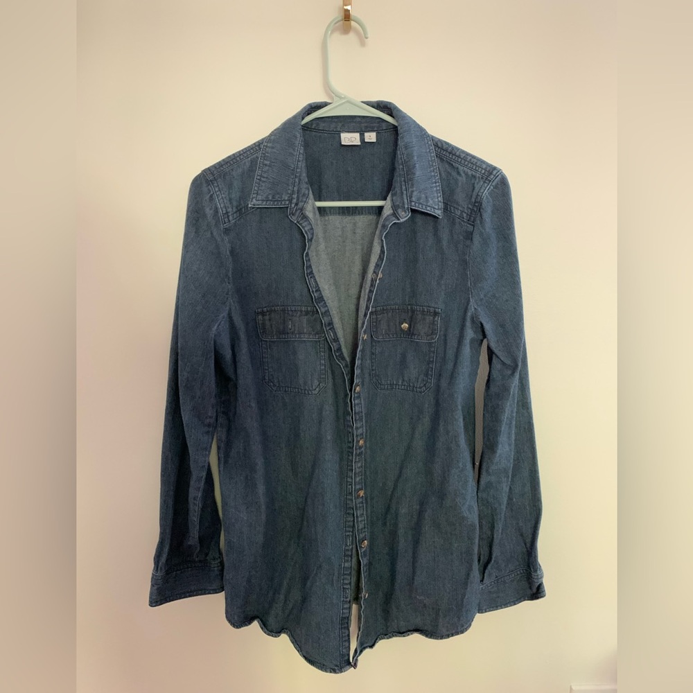 BP dark wash denim button up shirt